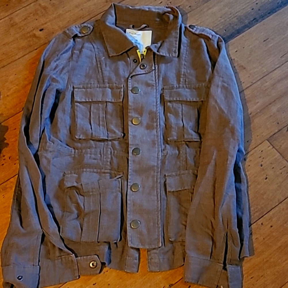 Free People Linen Cargo Jacket